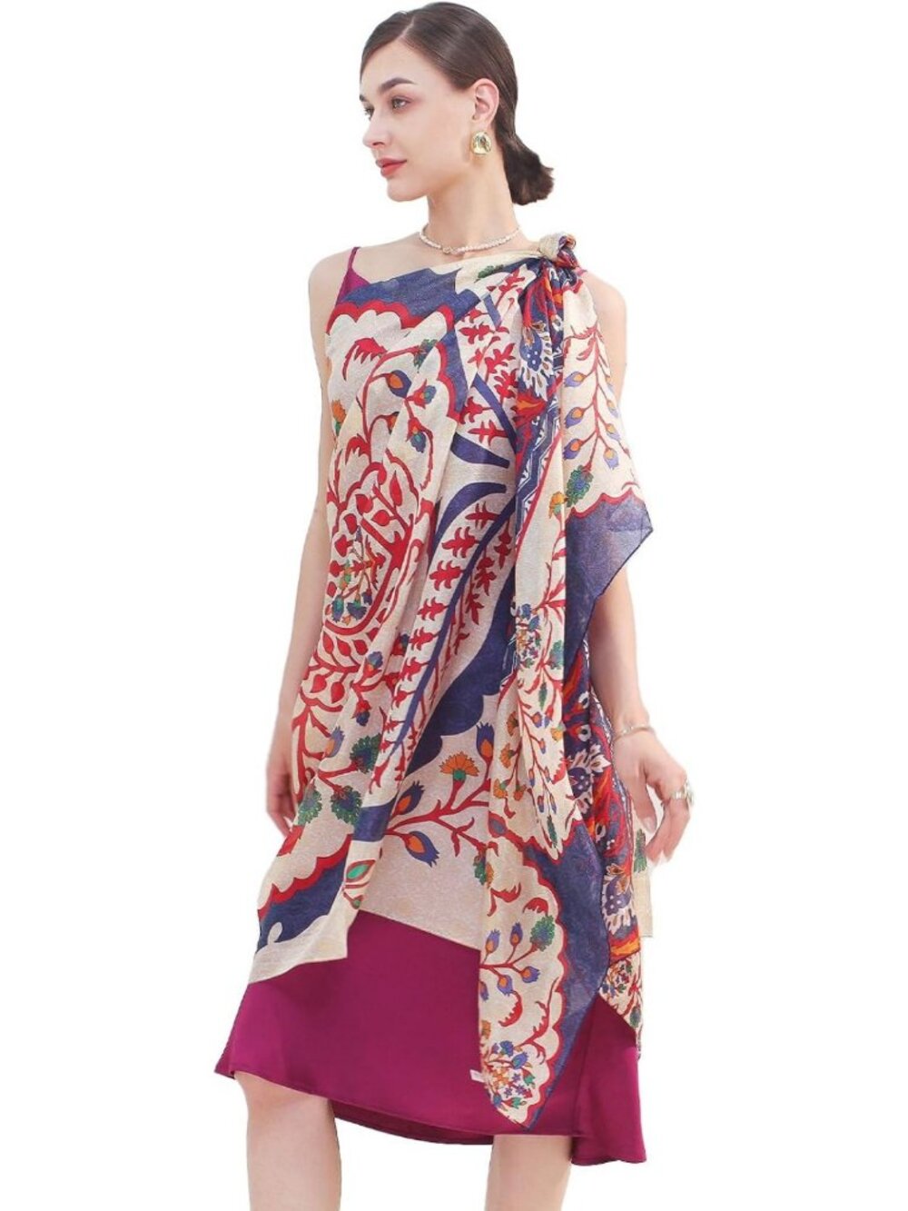 Luxurious 100% Mulberry Silk Shawl Wrap for Women - Elegant Evening Accessory
